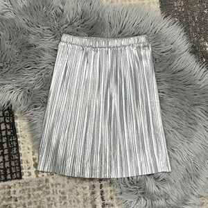 Frenchie Mini Couture Girls Silver Metallic Elastic Waist Skirt Size 5 ($50)